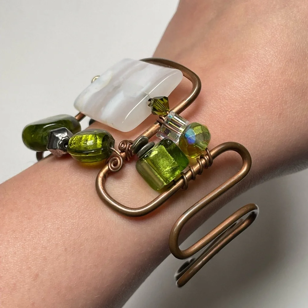 Copper Wire Work Beaded Bracelet